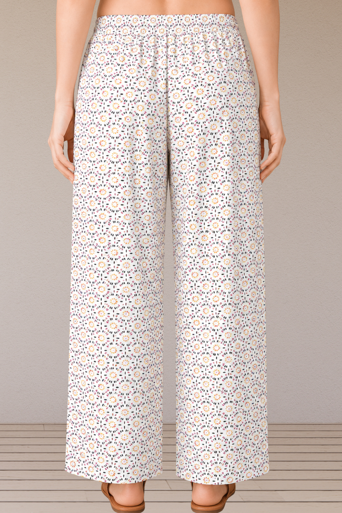 White Printed Cotton Palazzo