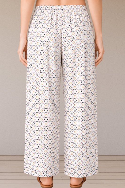 White Printed Cotton Palazzo