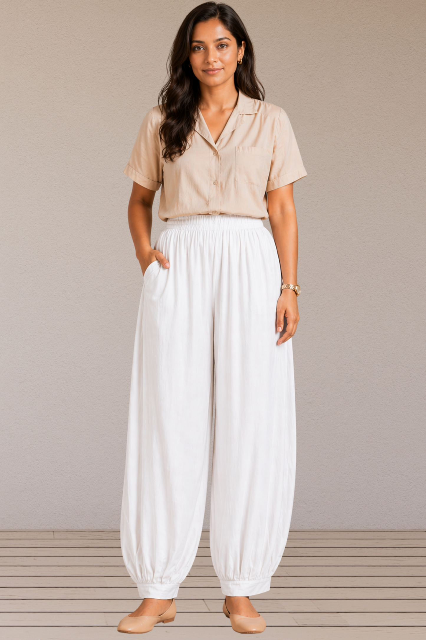 White Rayon Afghani Pants