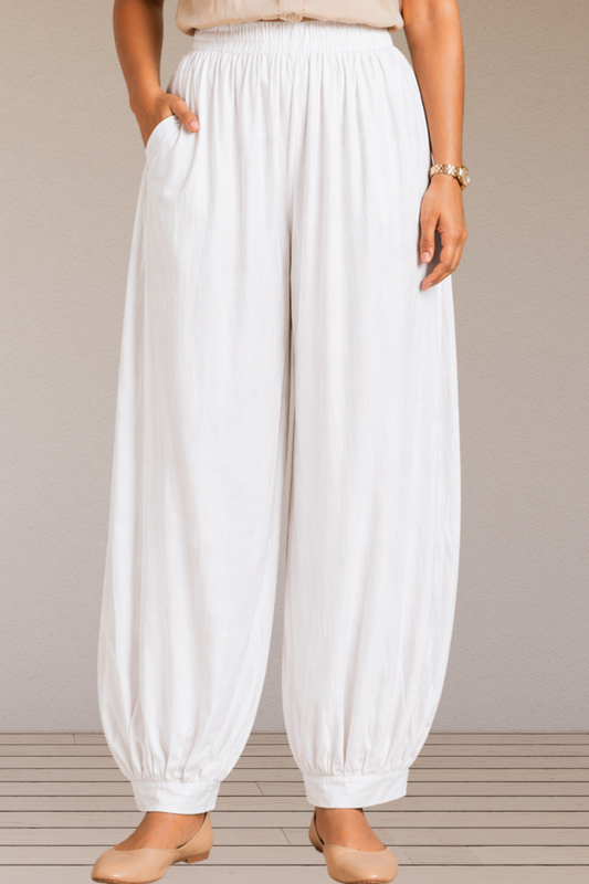 White Rayon Afghani Pants
