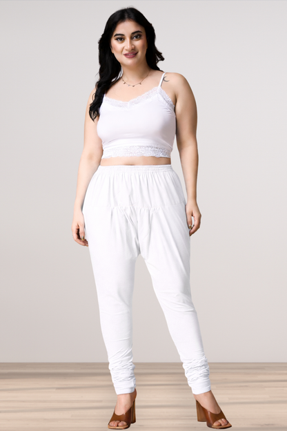 White Rayon Churidar Pants