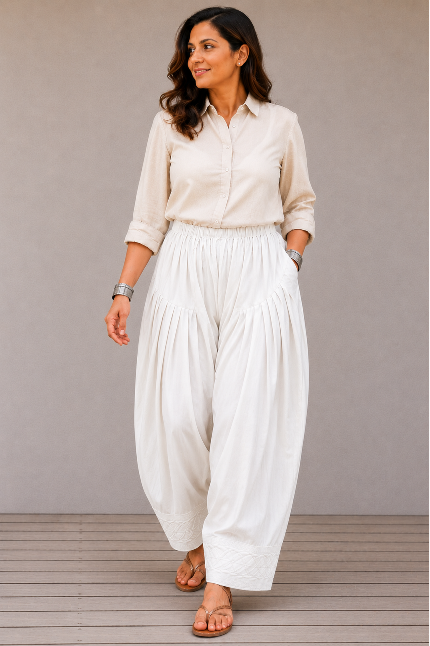 White Rayon Farshi Salwar