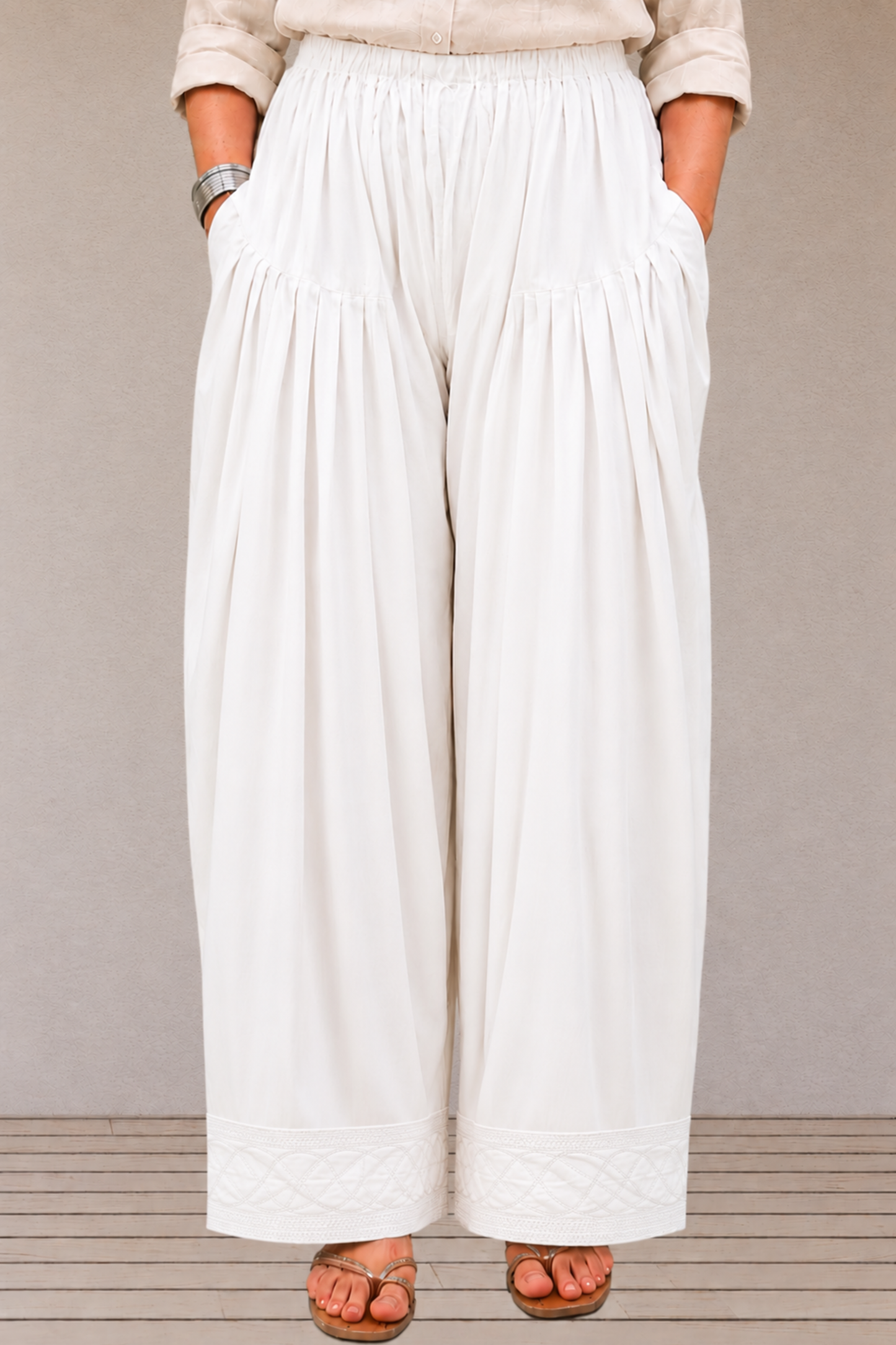 White Rayon Farshi Salwar