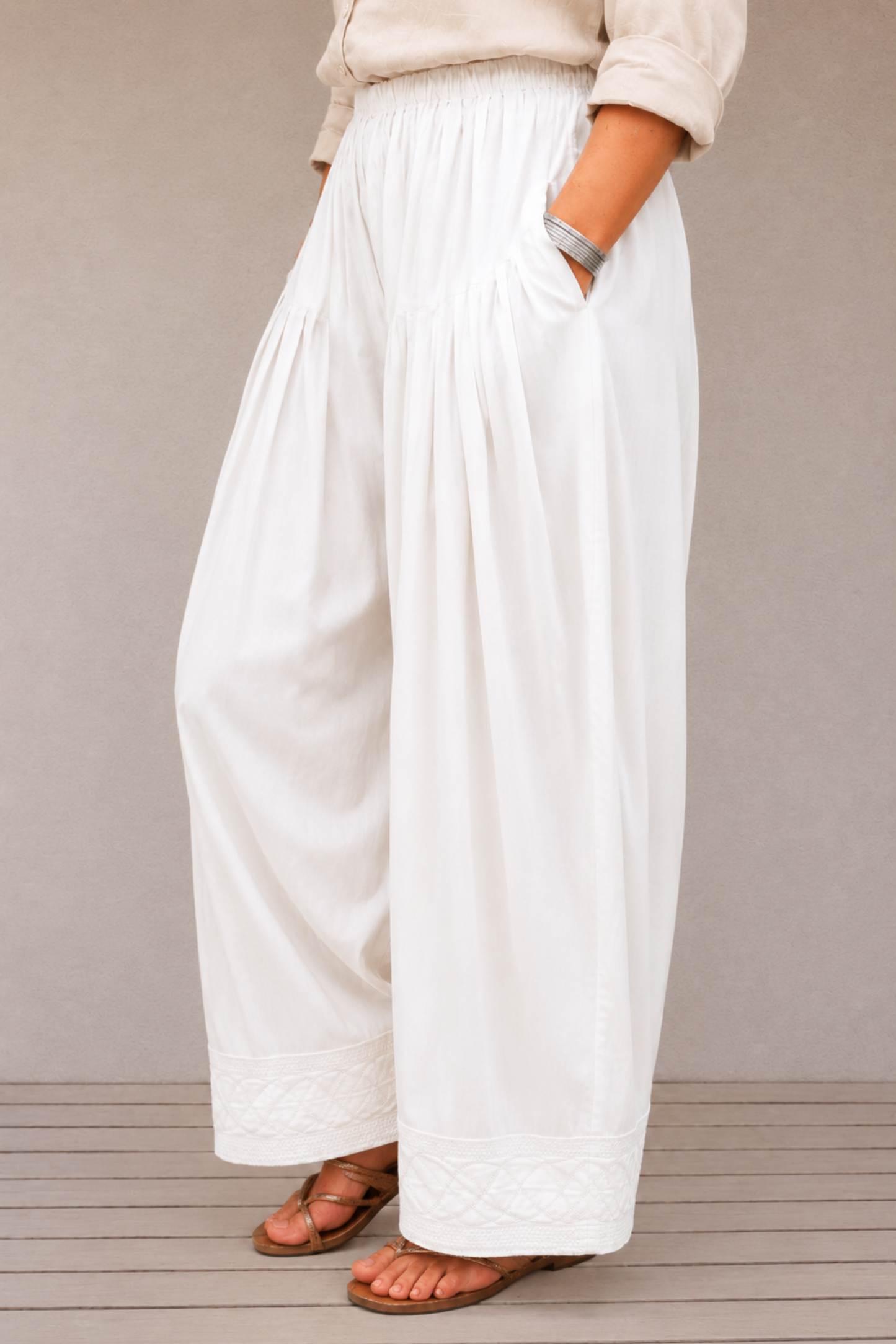 White Rayon Farshi Salwar
