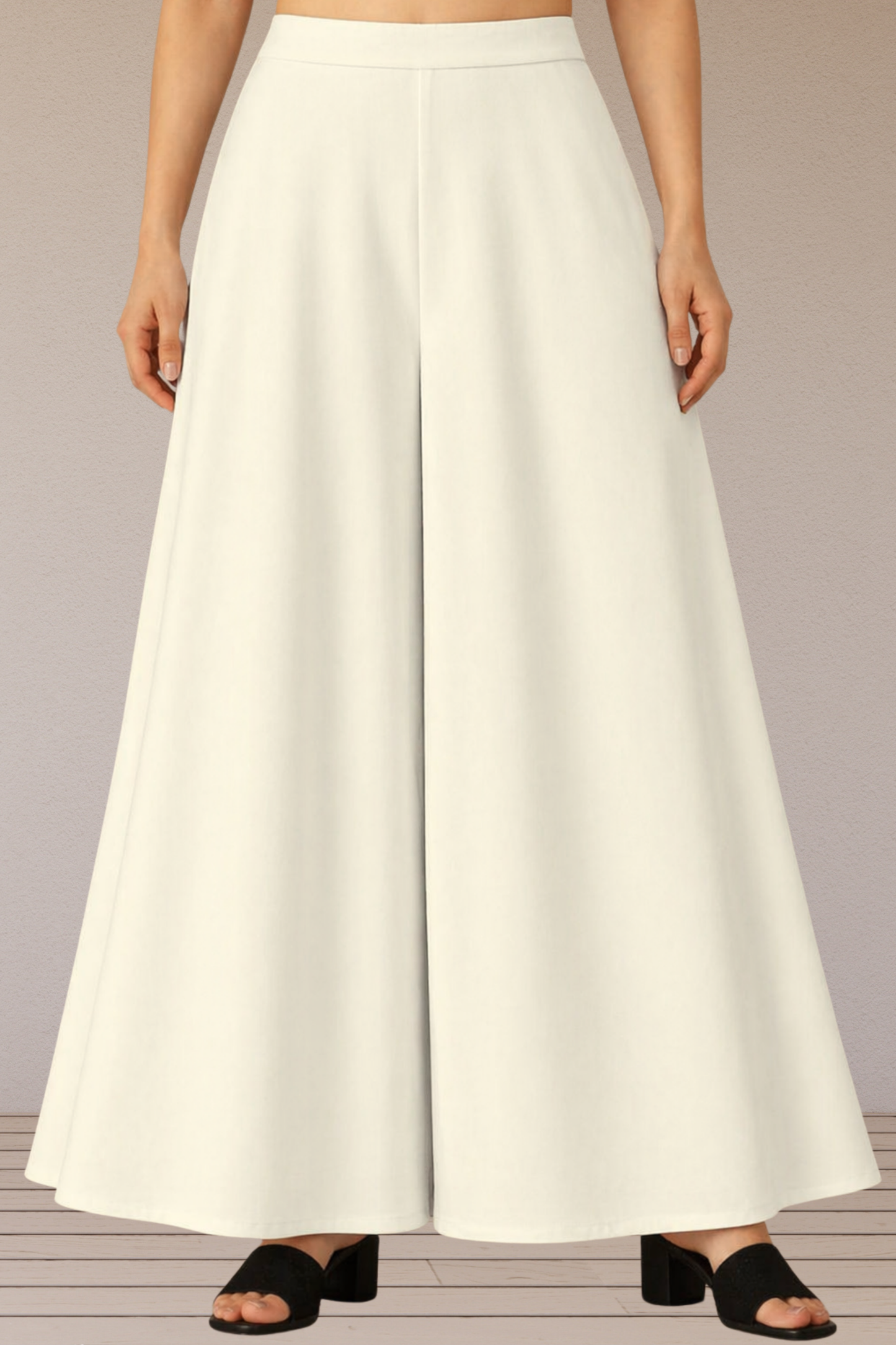 White Rayon Belted Skirt Palazzo