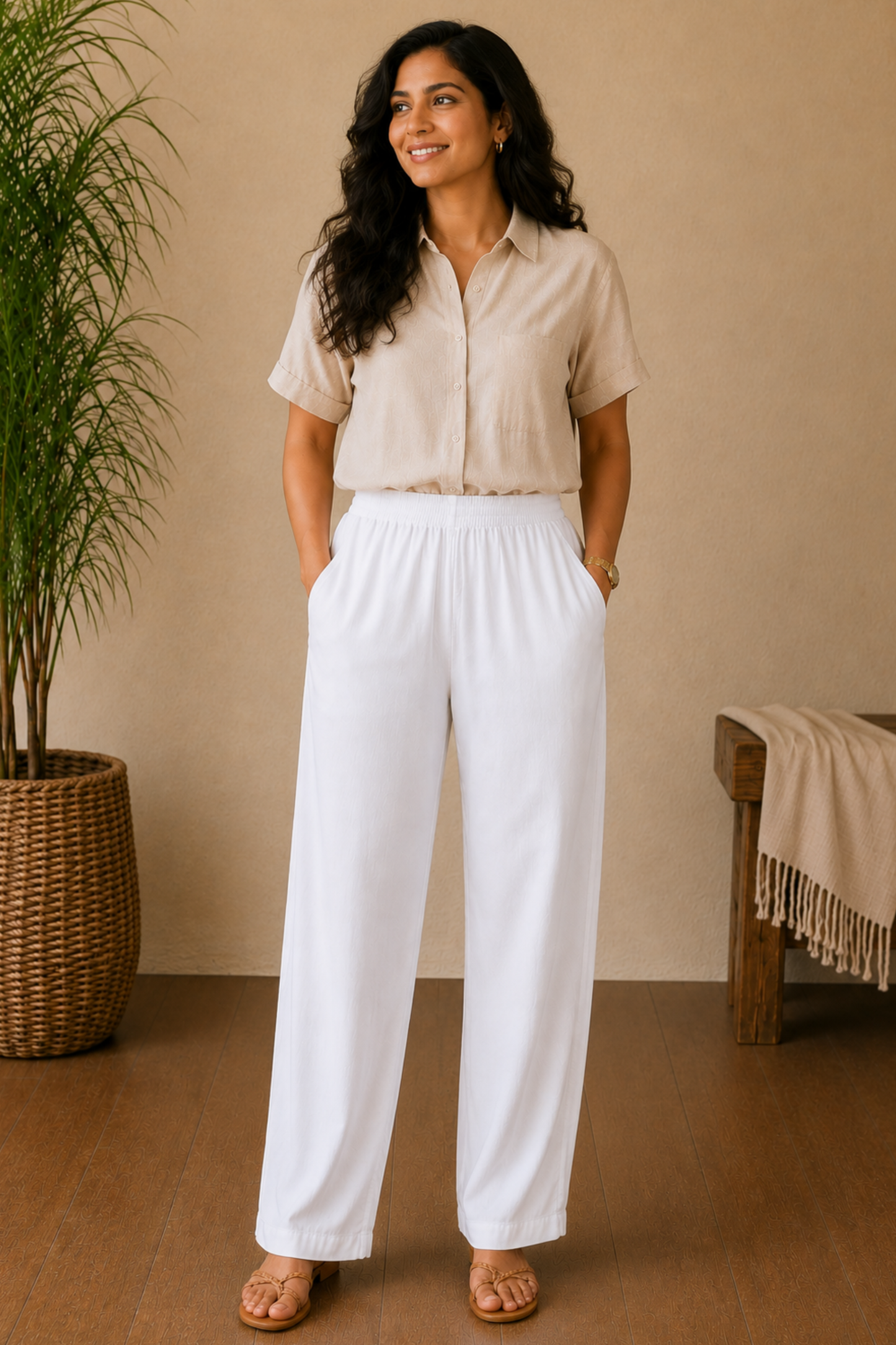 White Rayon Kurti Pant