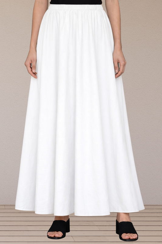 White Rayon Long Skirt