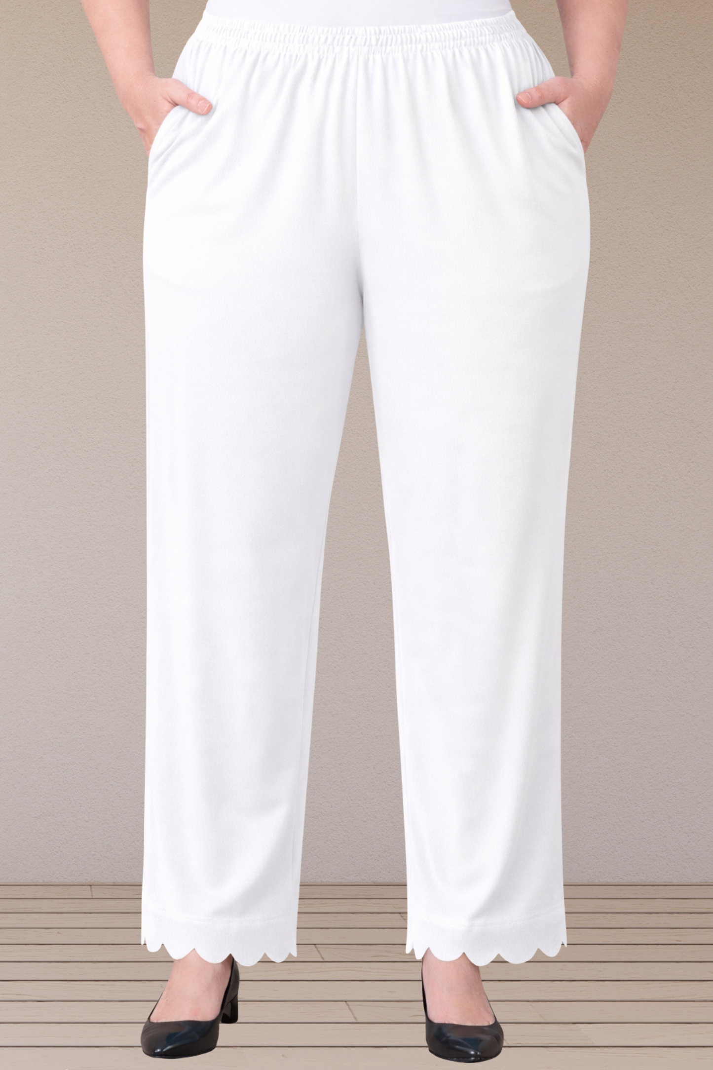 White Scallop Cut Palazzo