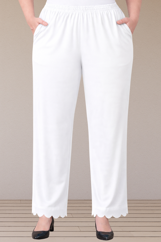 White Scallop Cut Palazzo