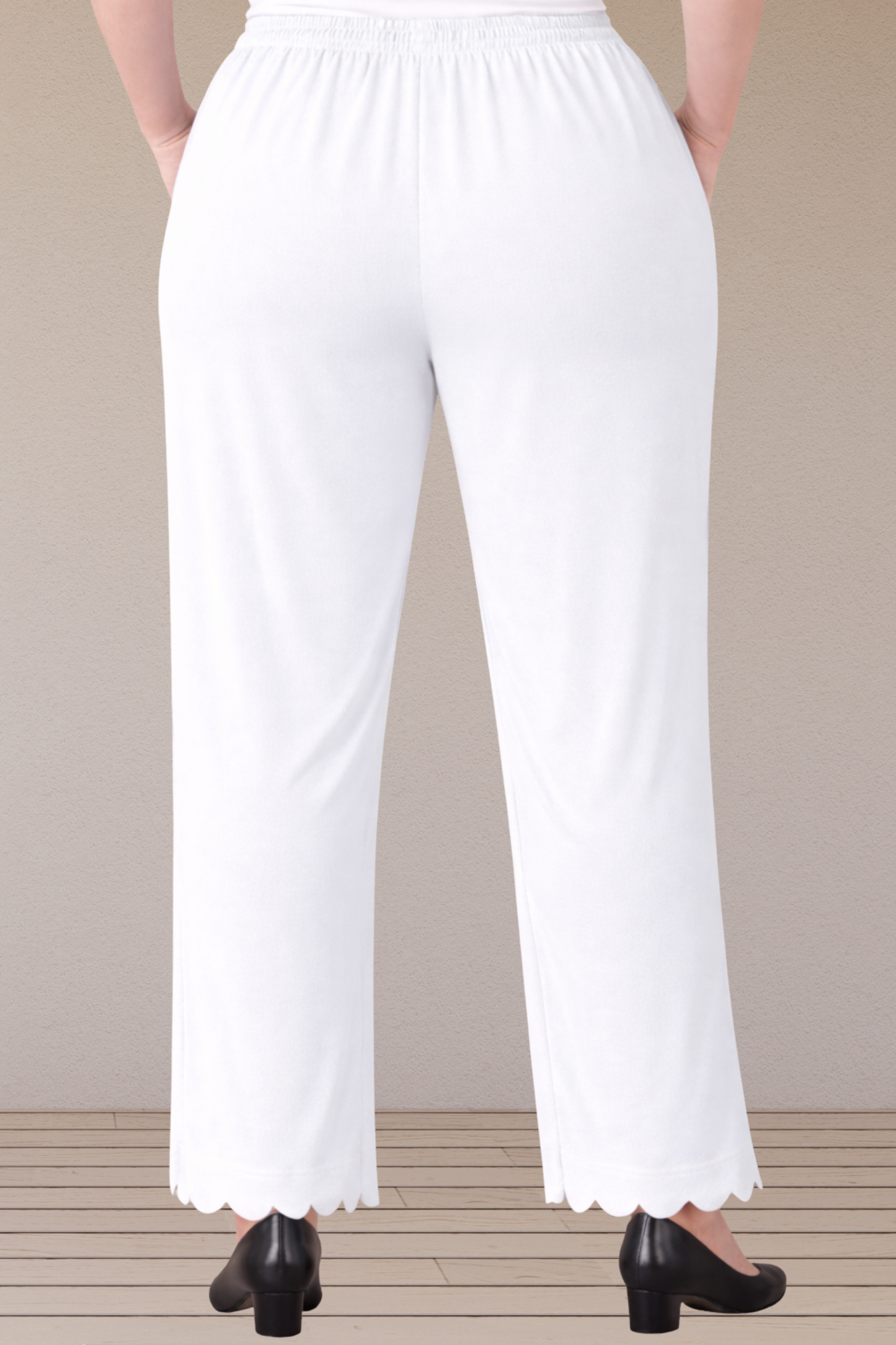 White Scallop Cut Palazzo