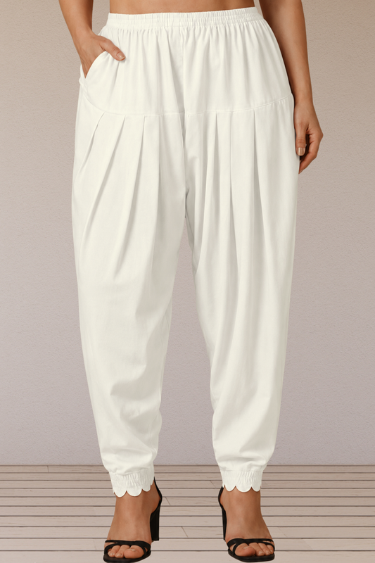 White Scallop Cut Salwar