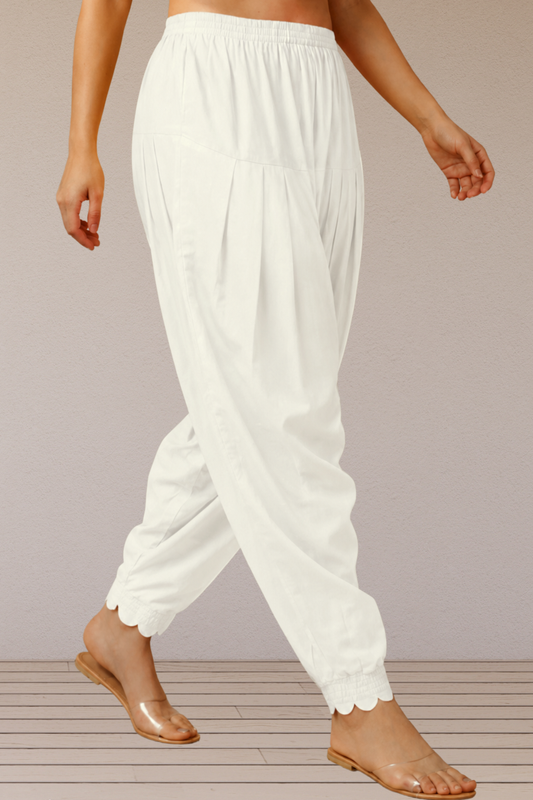 White Scallop Cut Salwar