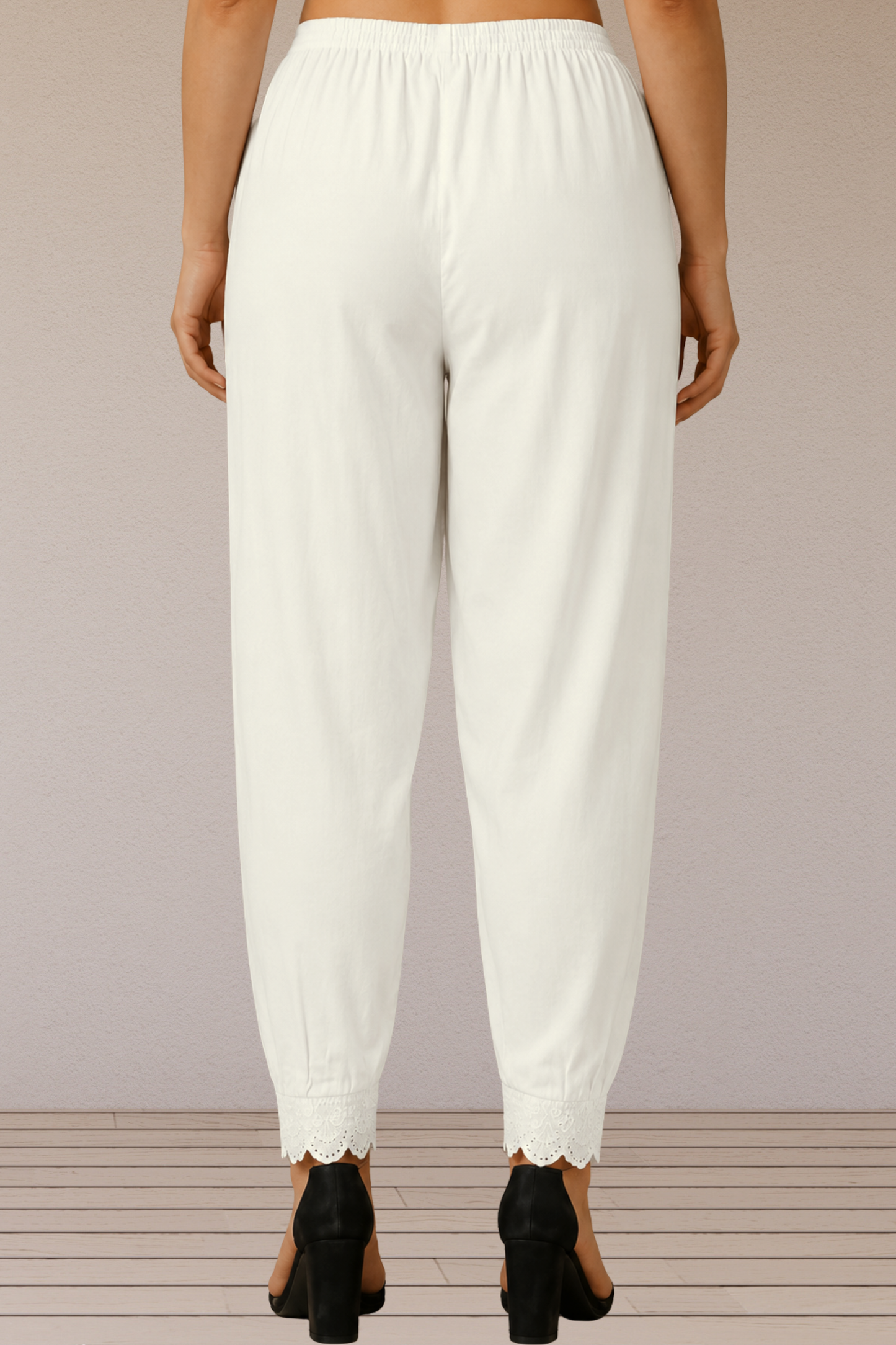 White Scallop Cut Salwar