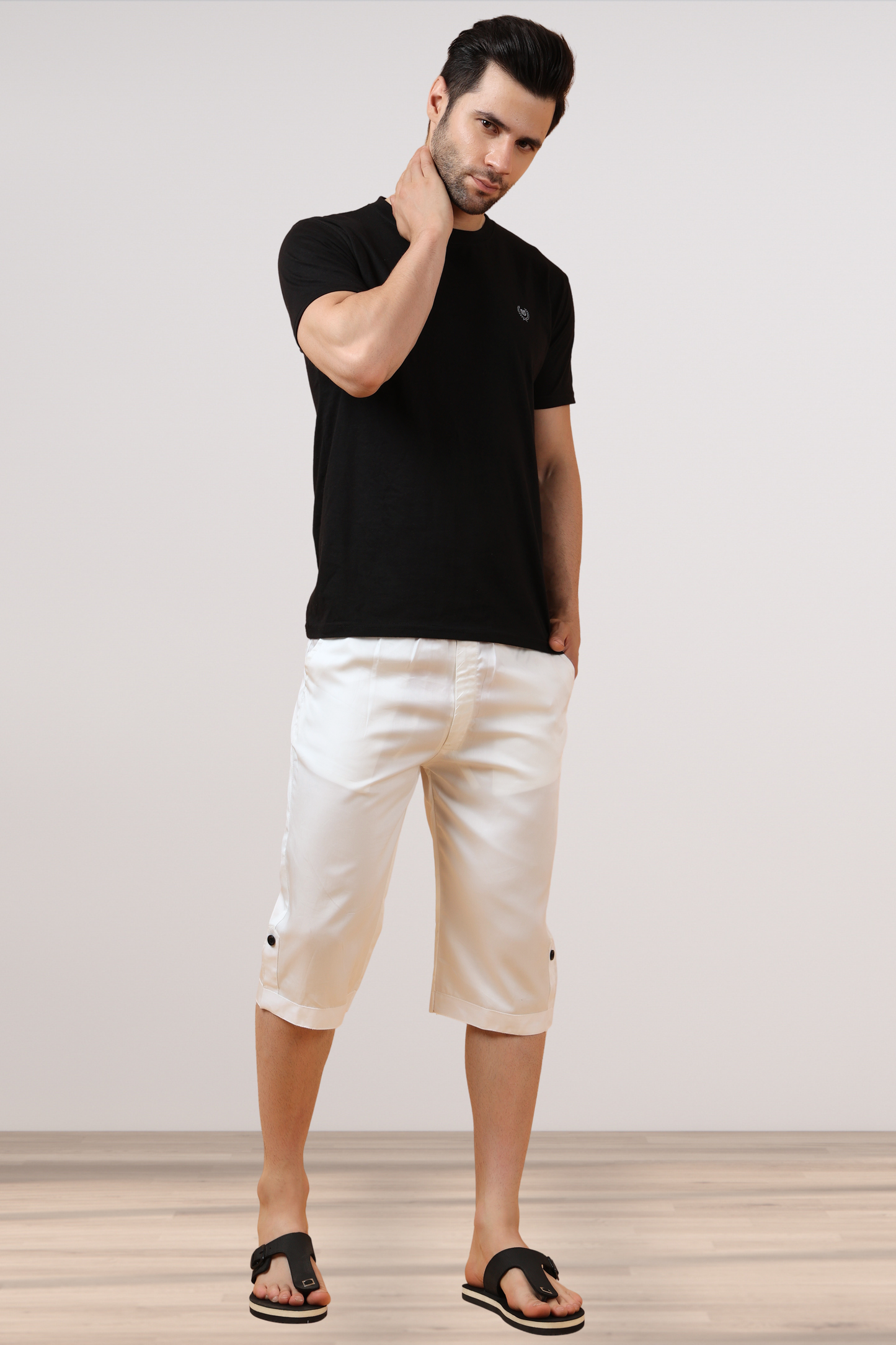 White Solid Tencel Capri