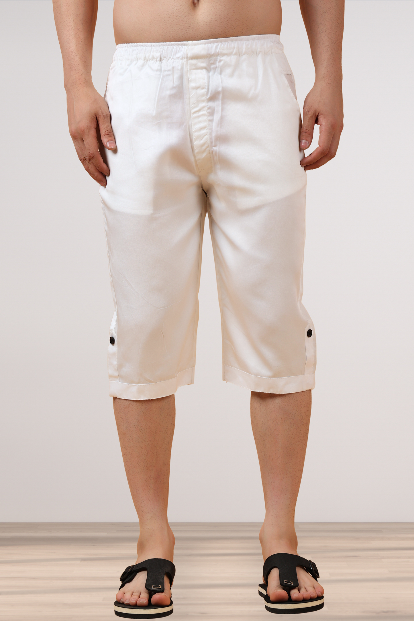 White Solid Tencel Capri
