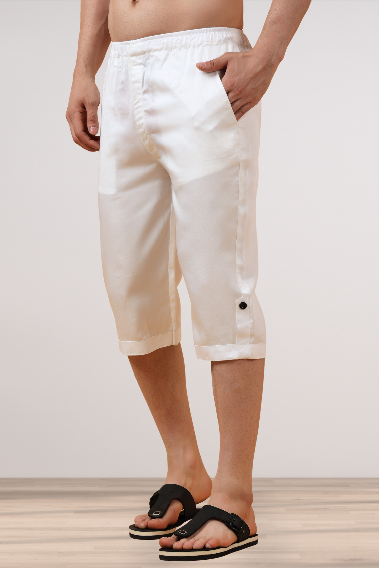 White Solid Tencel Capri