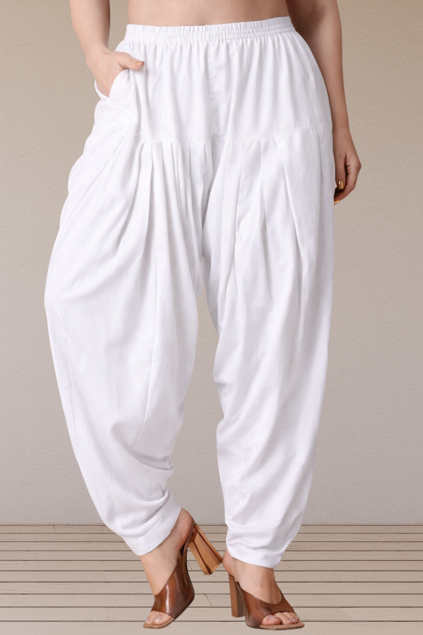 White Straight Rayon Salwar Pants