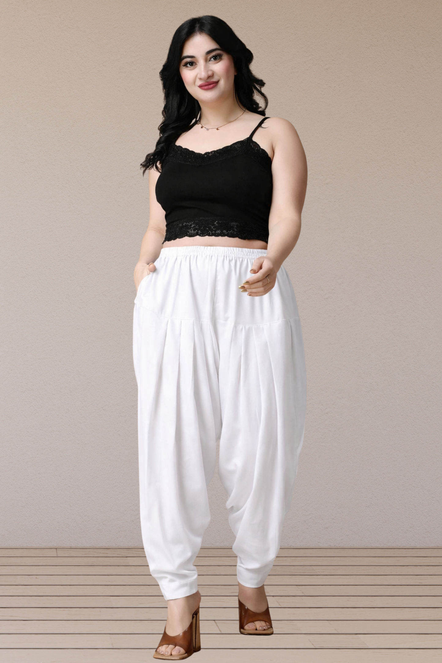 White Straight Rayon Salwar Pants