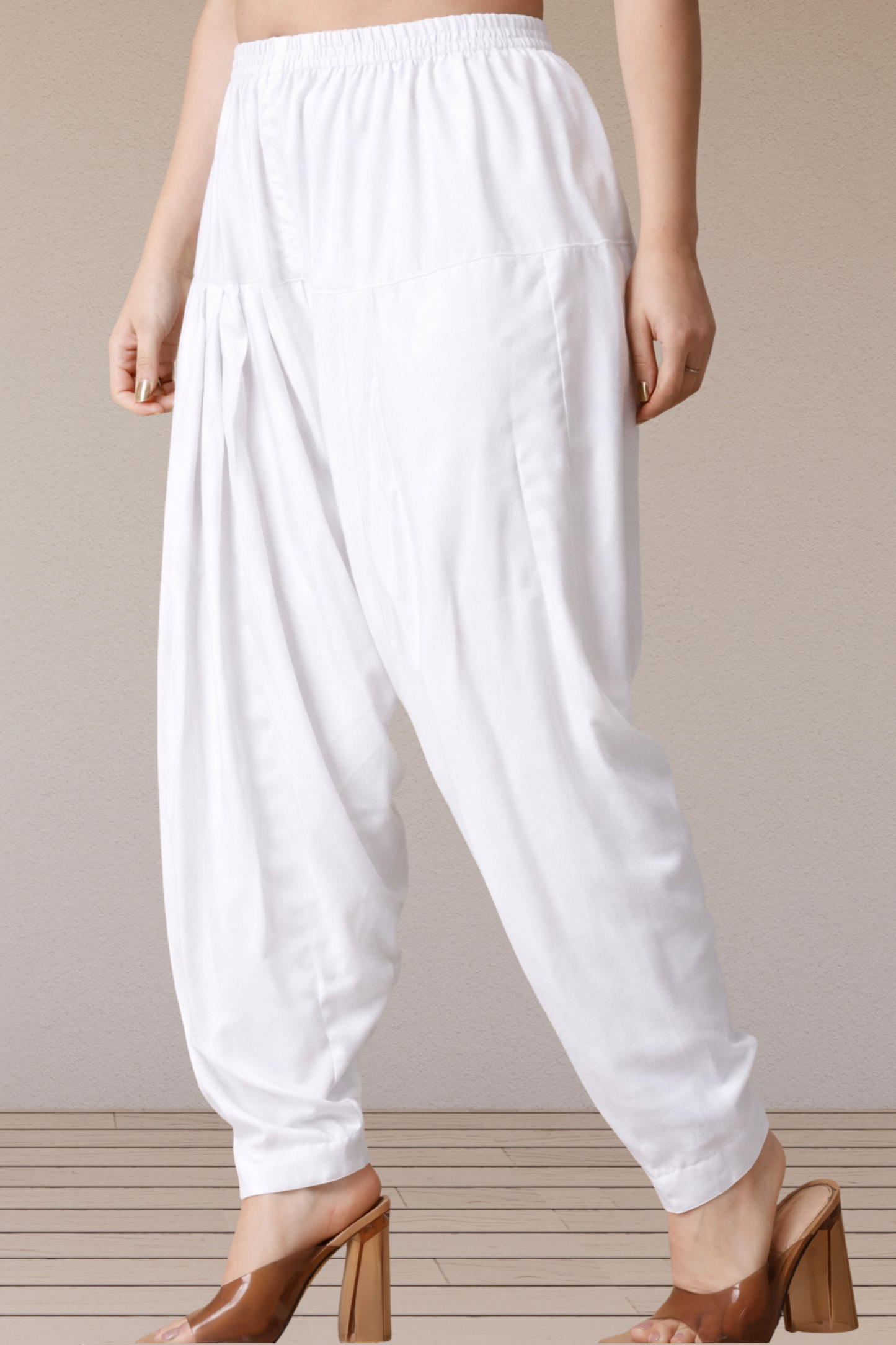 White Straight Rayon Salwar Pants