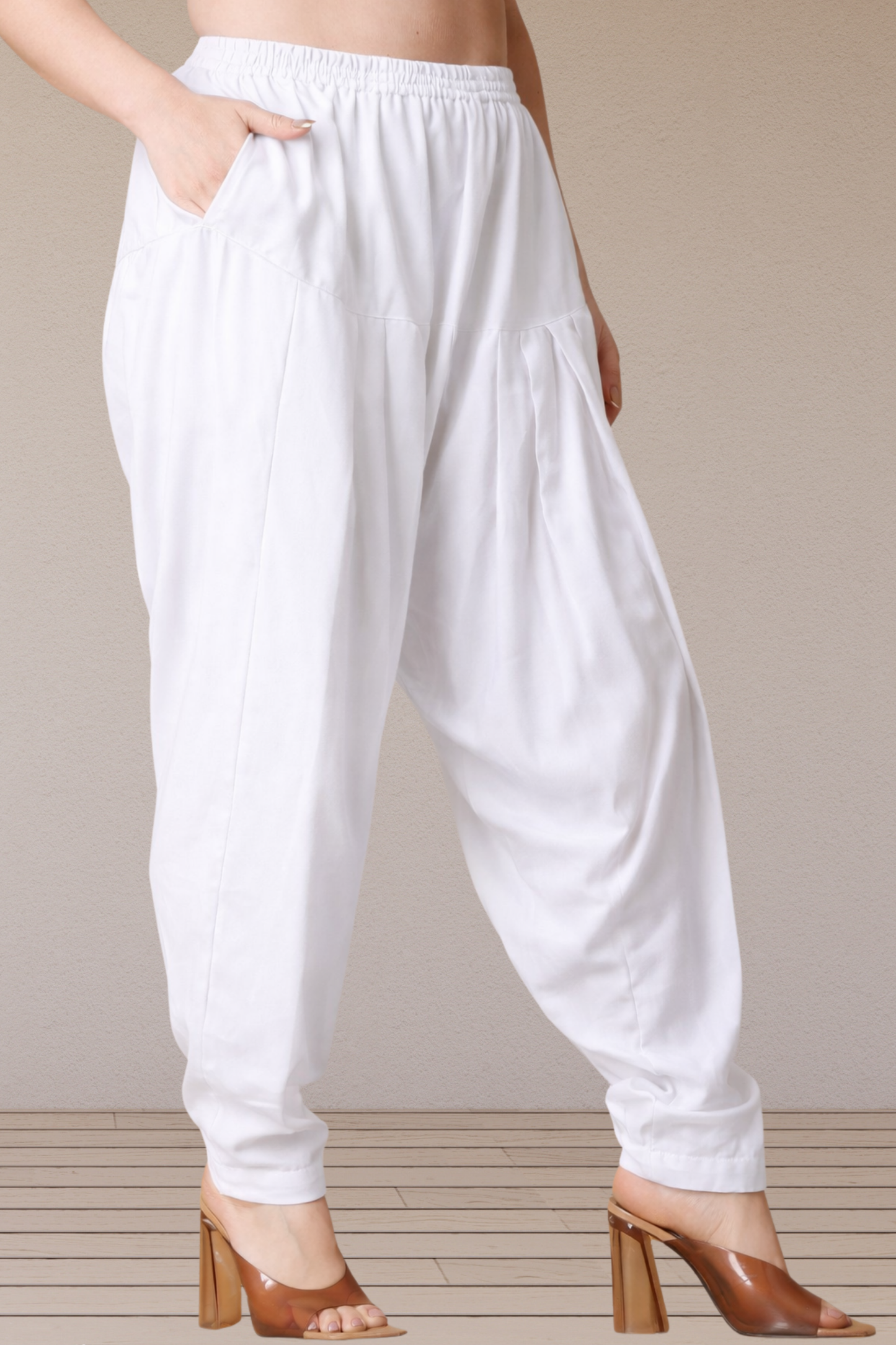 White Straight Rayon Salwar Pants