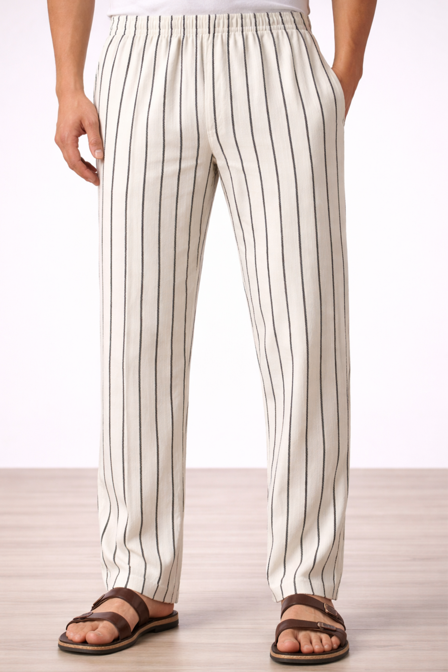 White Stripped Cotton Pant Pajama