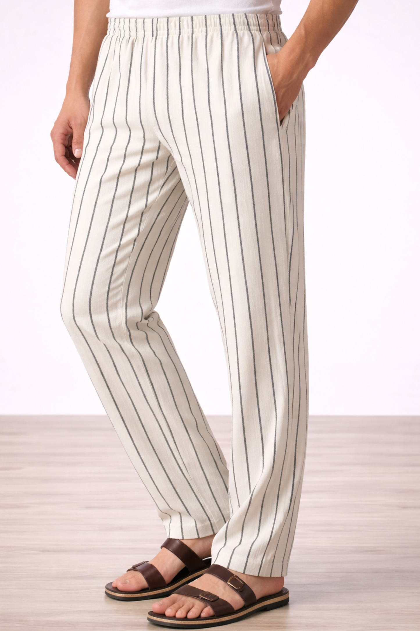 White Stripped Cotton Pant Pajama