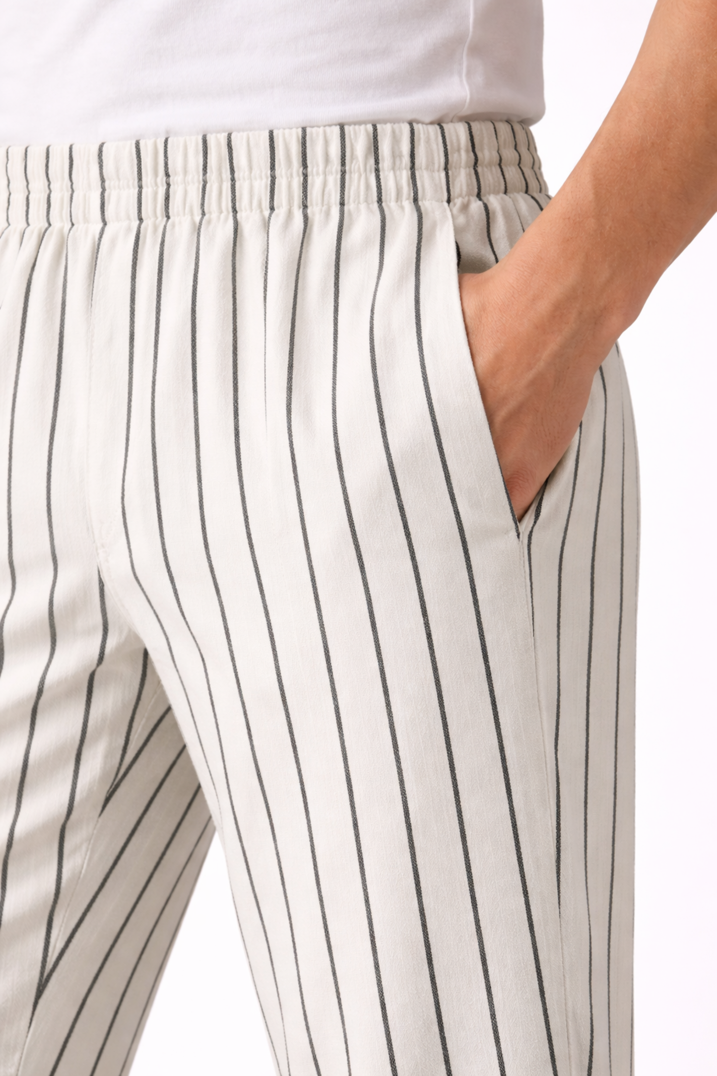 White Stripped Cotton Pant Pajama