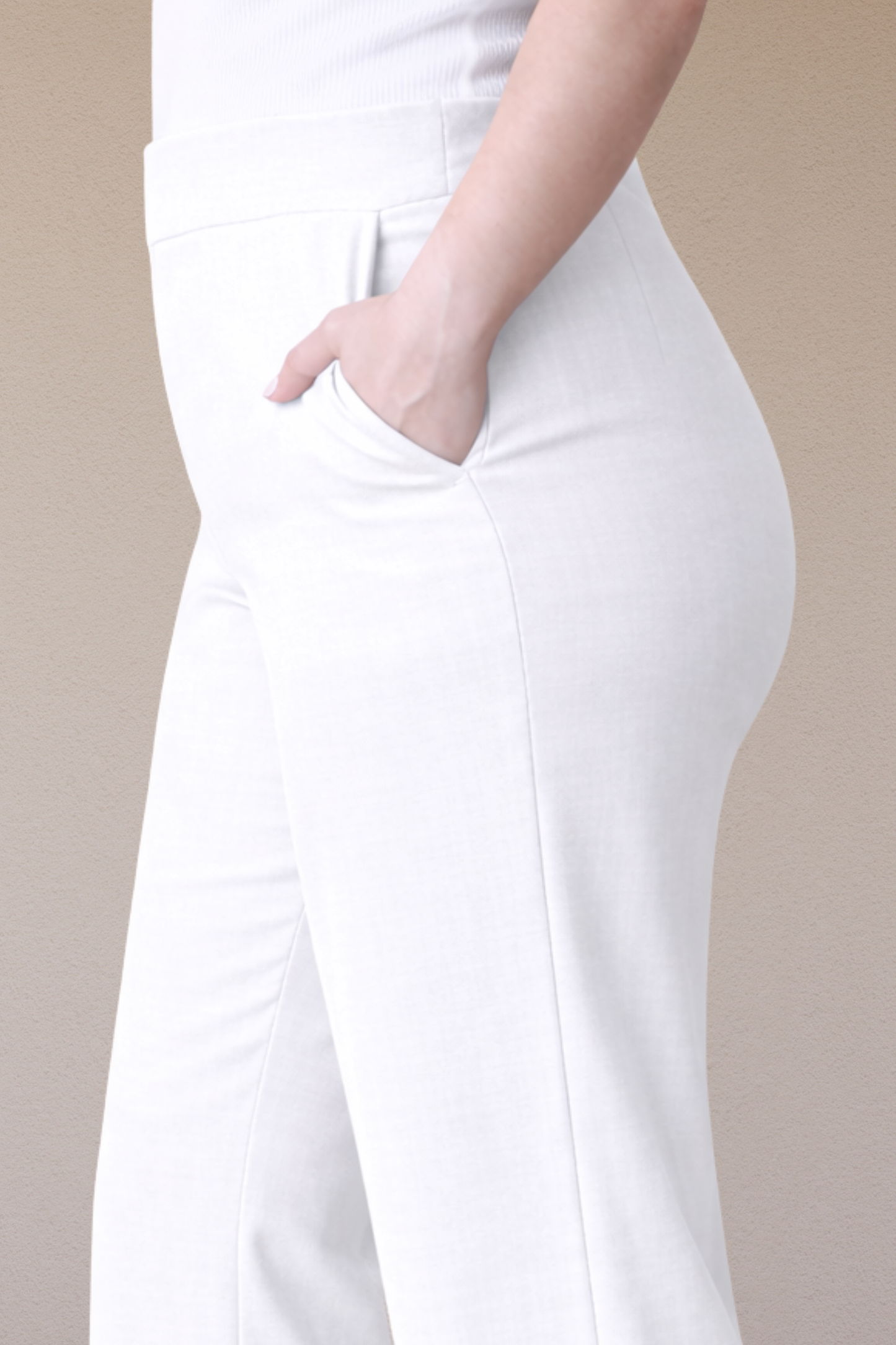 White Wide Leg Slub Pants