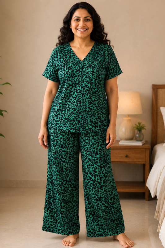 Wild Emerald Rayon Night Suit