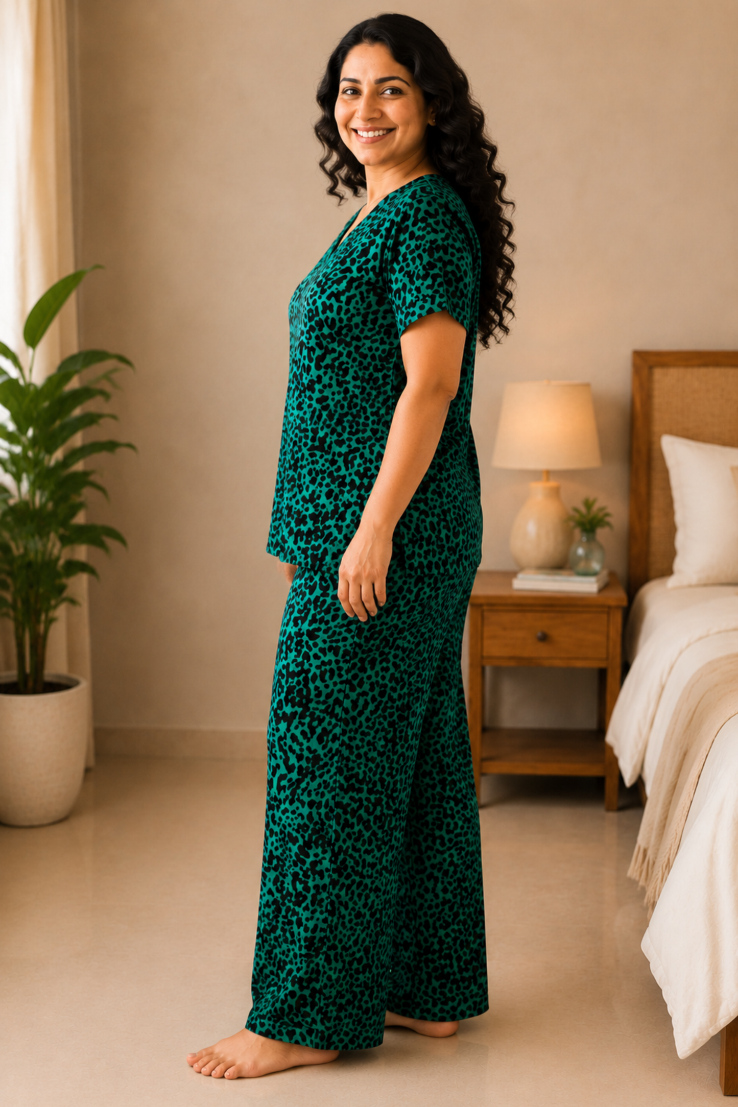 Wild Emerald Rayon Night Suit