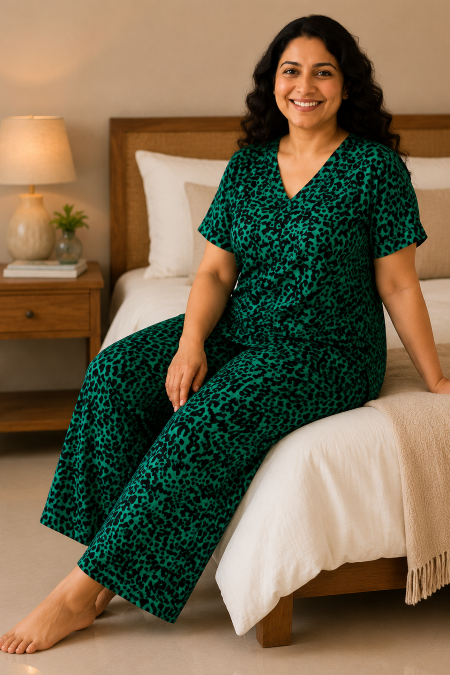 Wild Emerald Rayon Night Suit