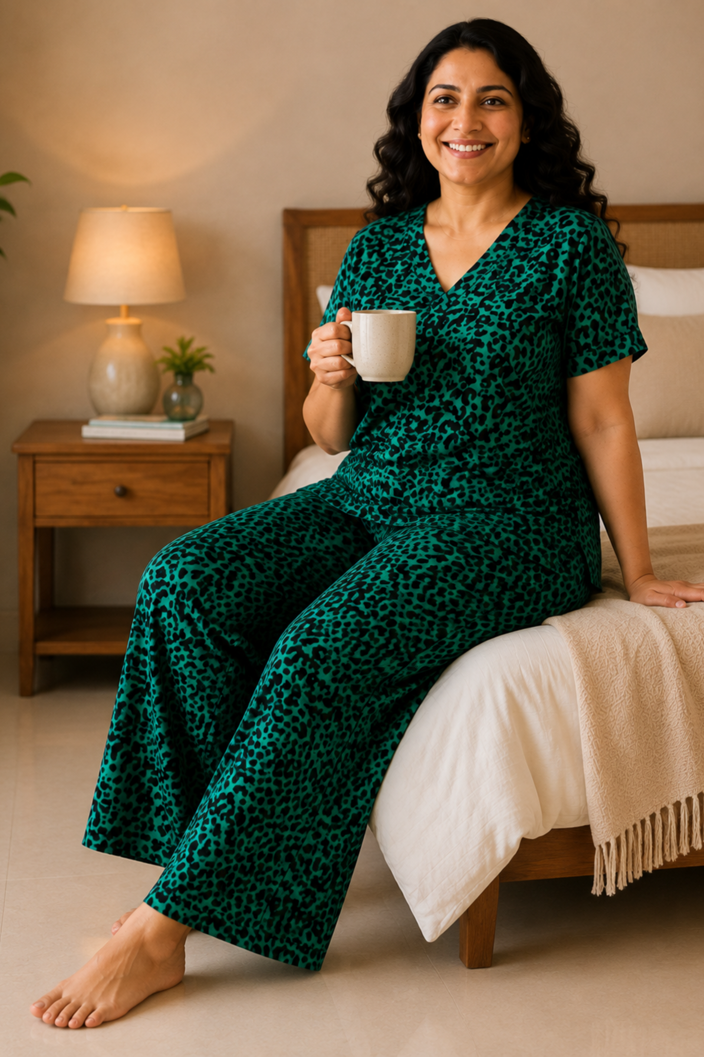 Wild Emerald Rayon Night Suit