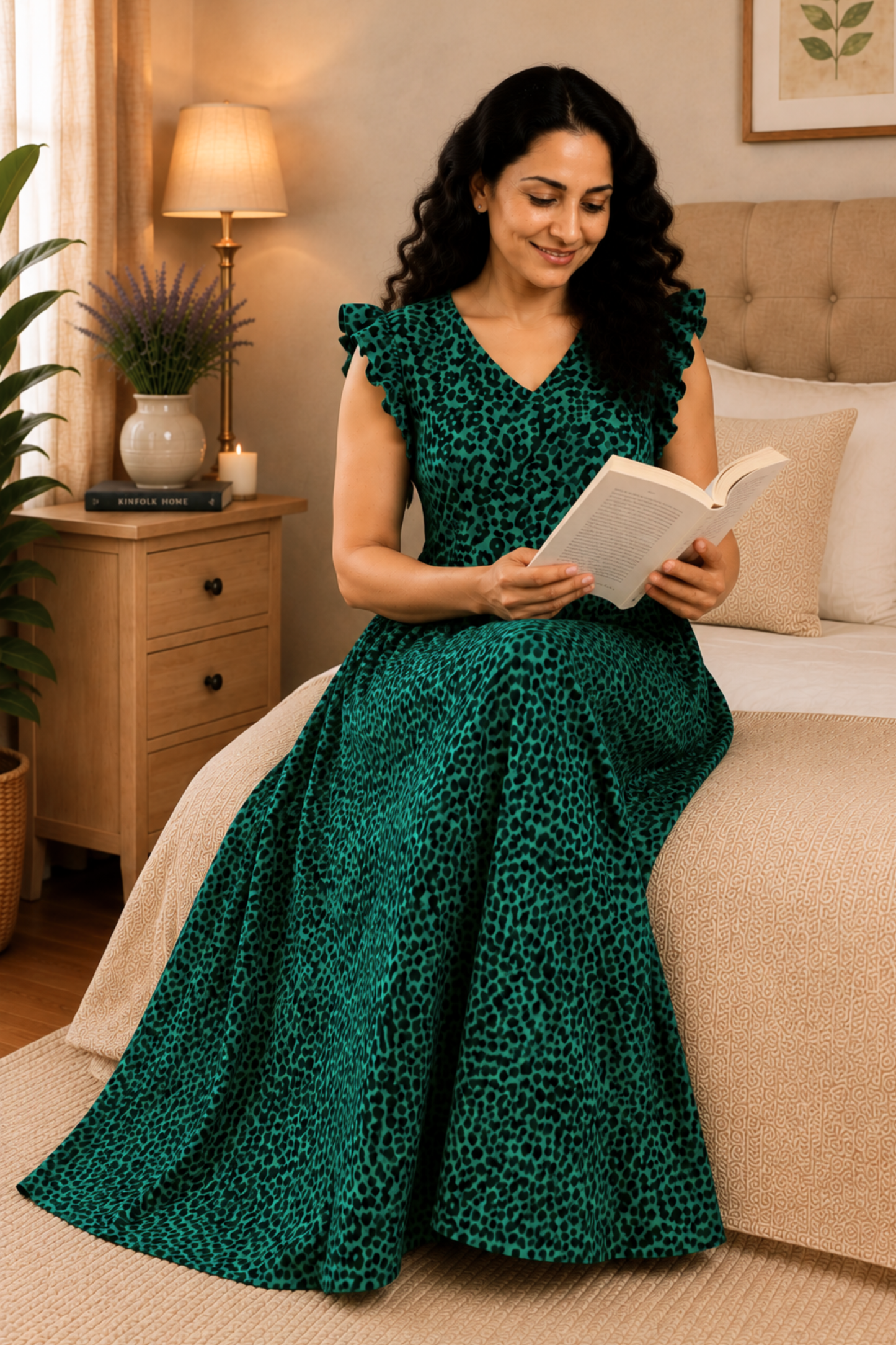 Wild Emerald Rayon Lounge Dress