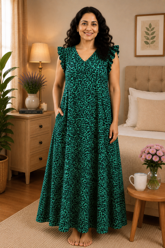 Wild Emerald Rayon Lounge Dress