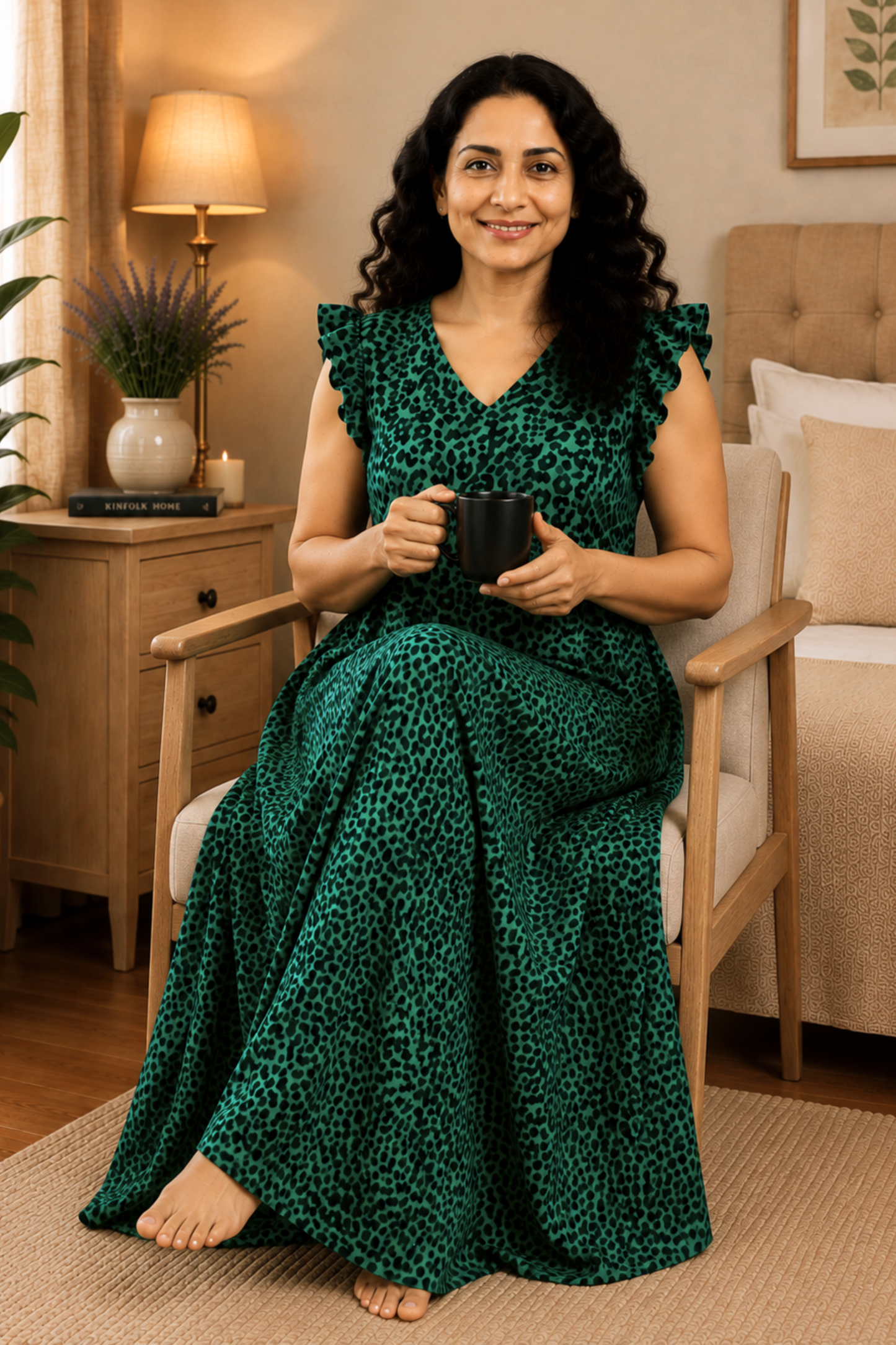 Wild Emerald Rayon Lounge Dress