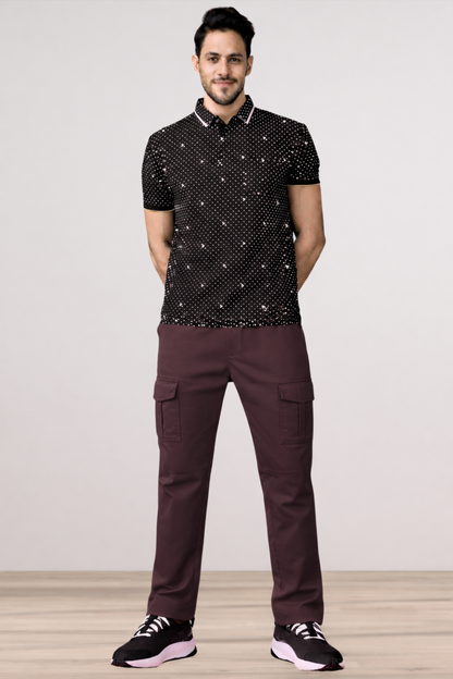 Windsor Wine Solid Stretch Cargo Pants