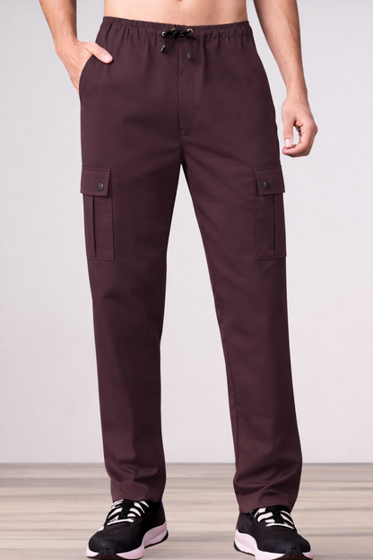 Windsor Wine Solid Stretch Cargo Pants