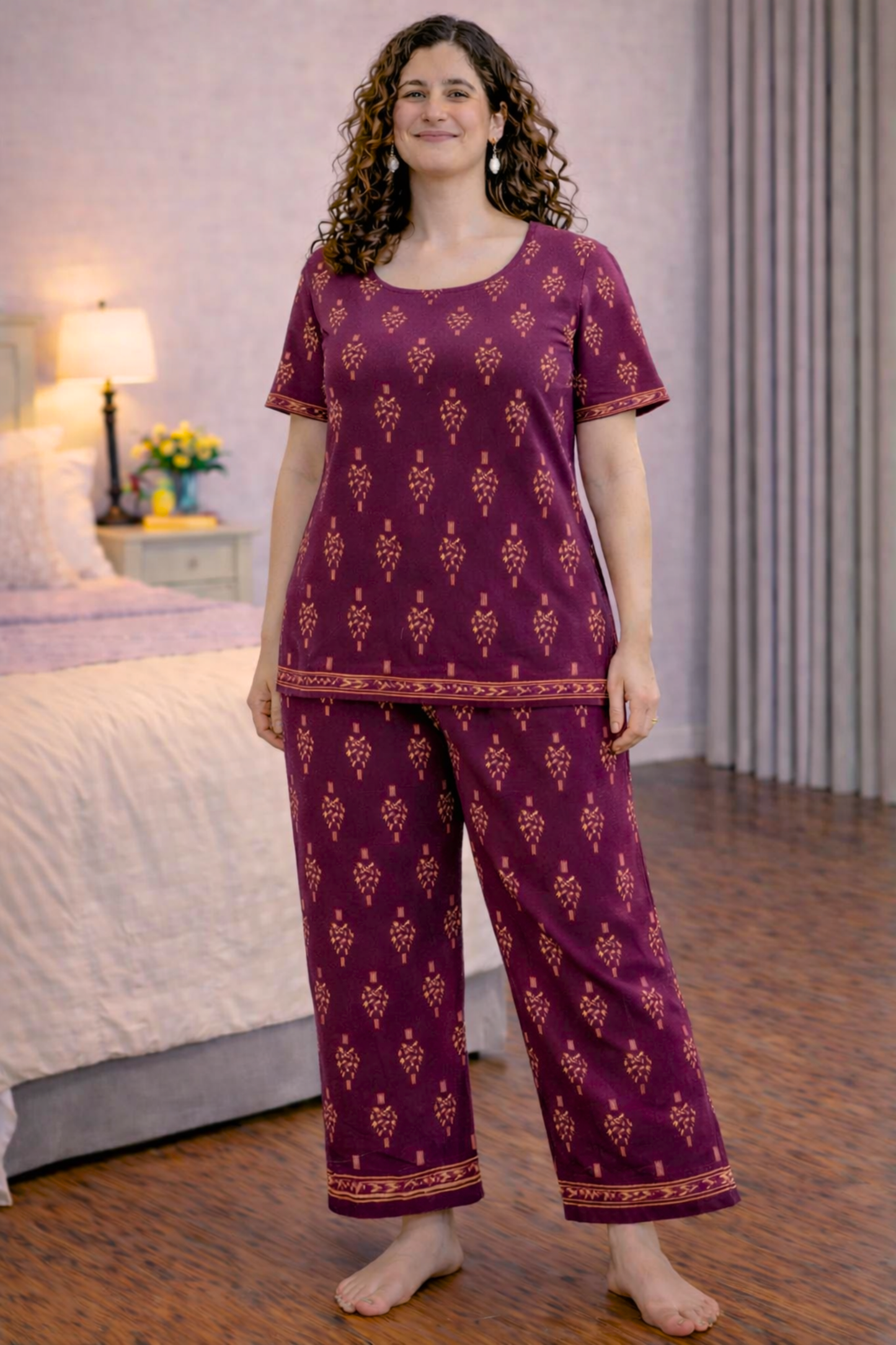 Summer Merlot Cotton Night Suit