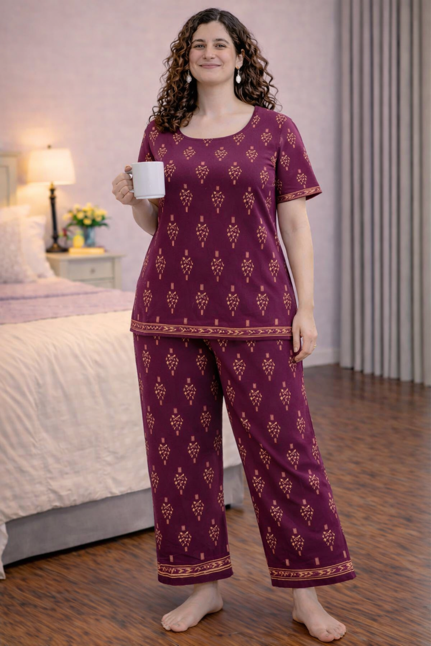 Summer Merlot Cotton Night Suit