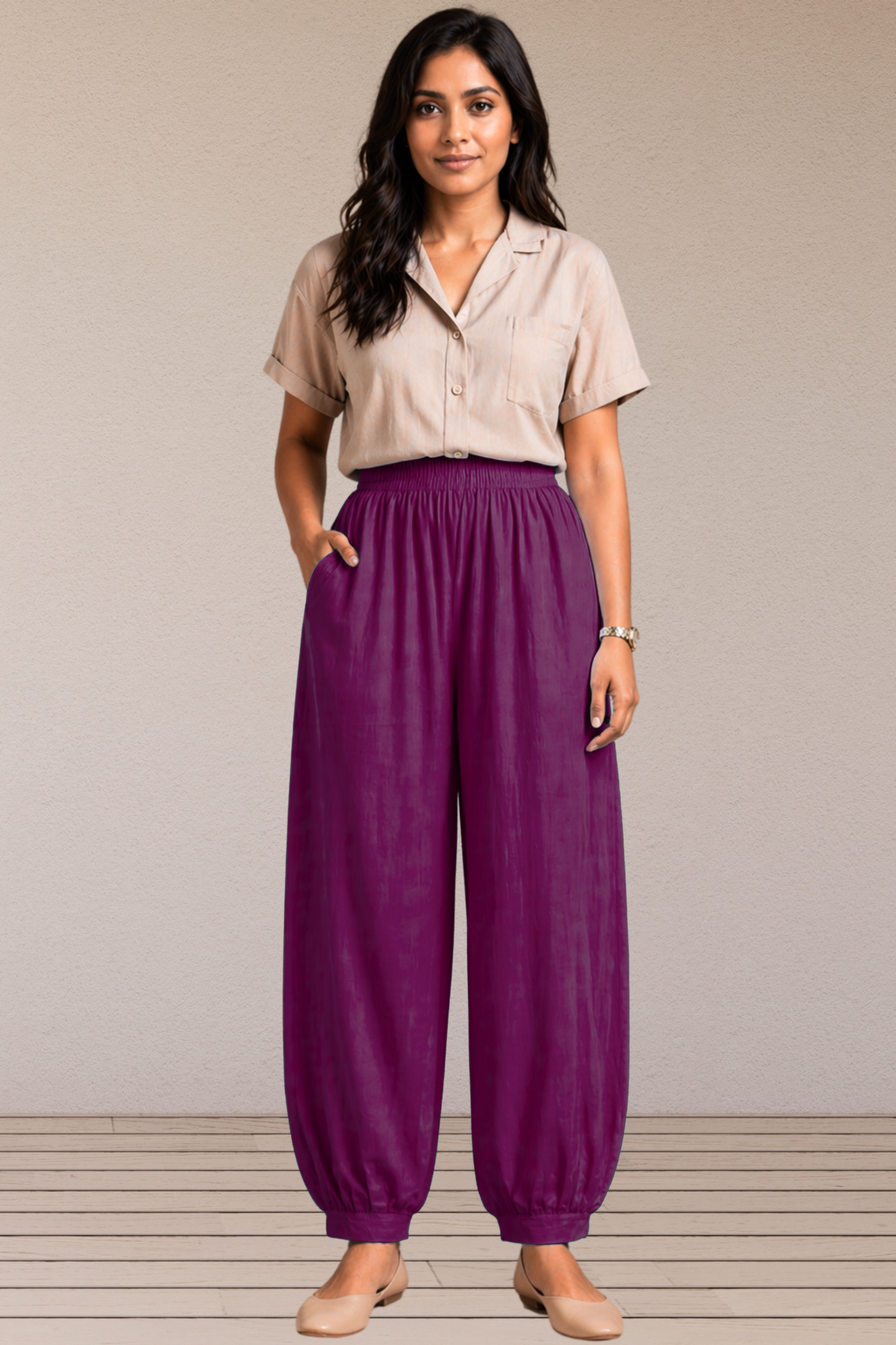 Wine Cotton Afghani Pants