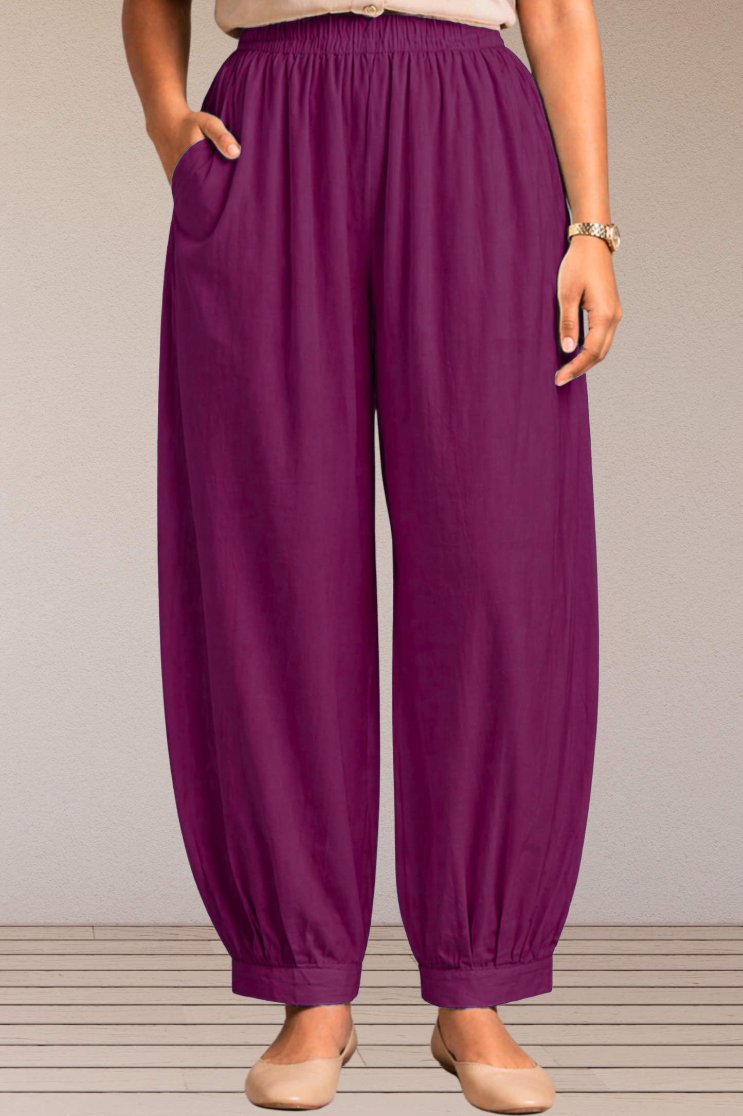 Wine Cotton Afghani Pants