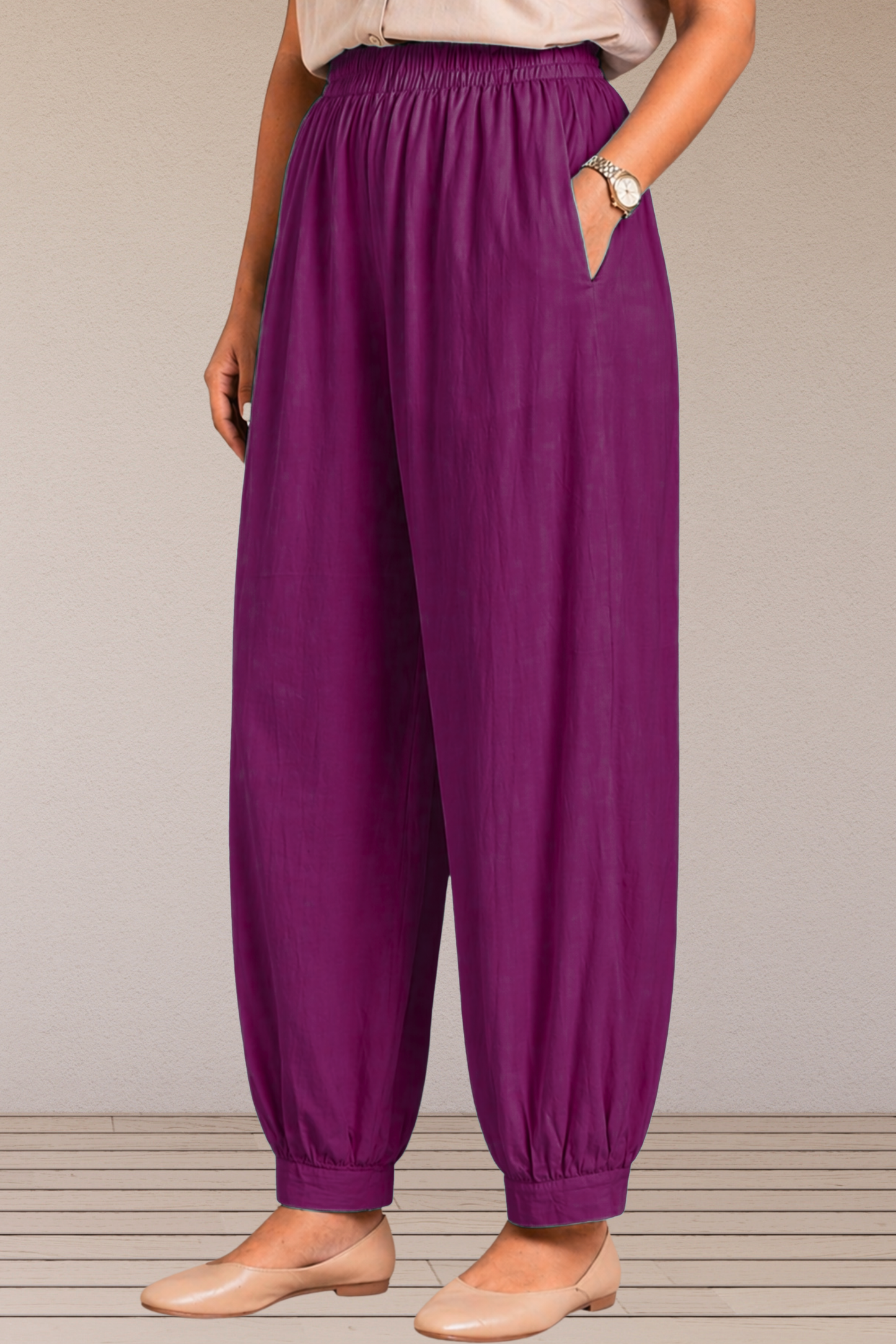 Wine Cotton Afghani Pants