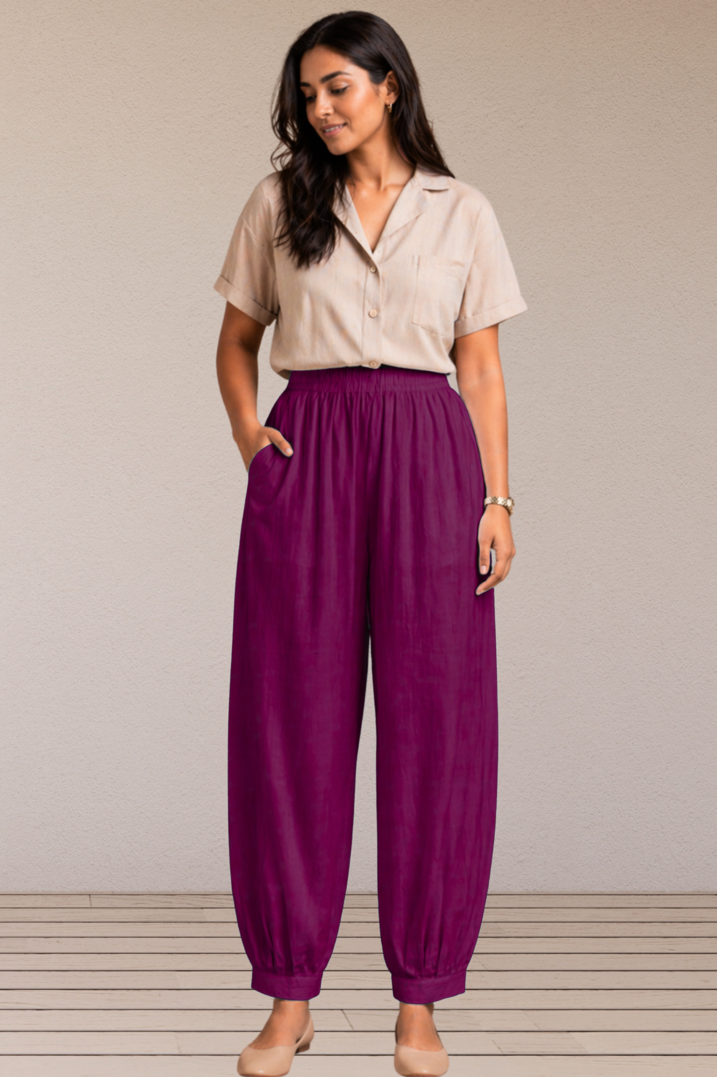 Wine Cotton Afghani Pants