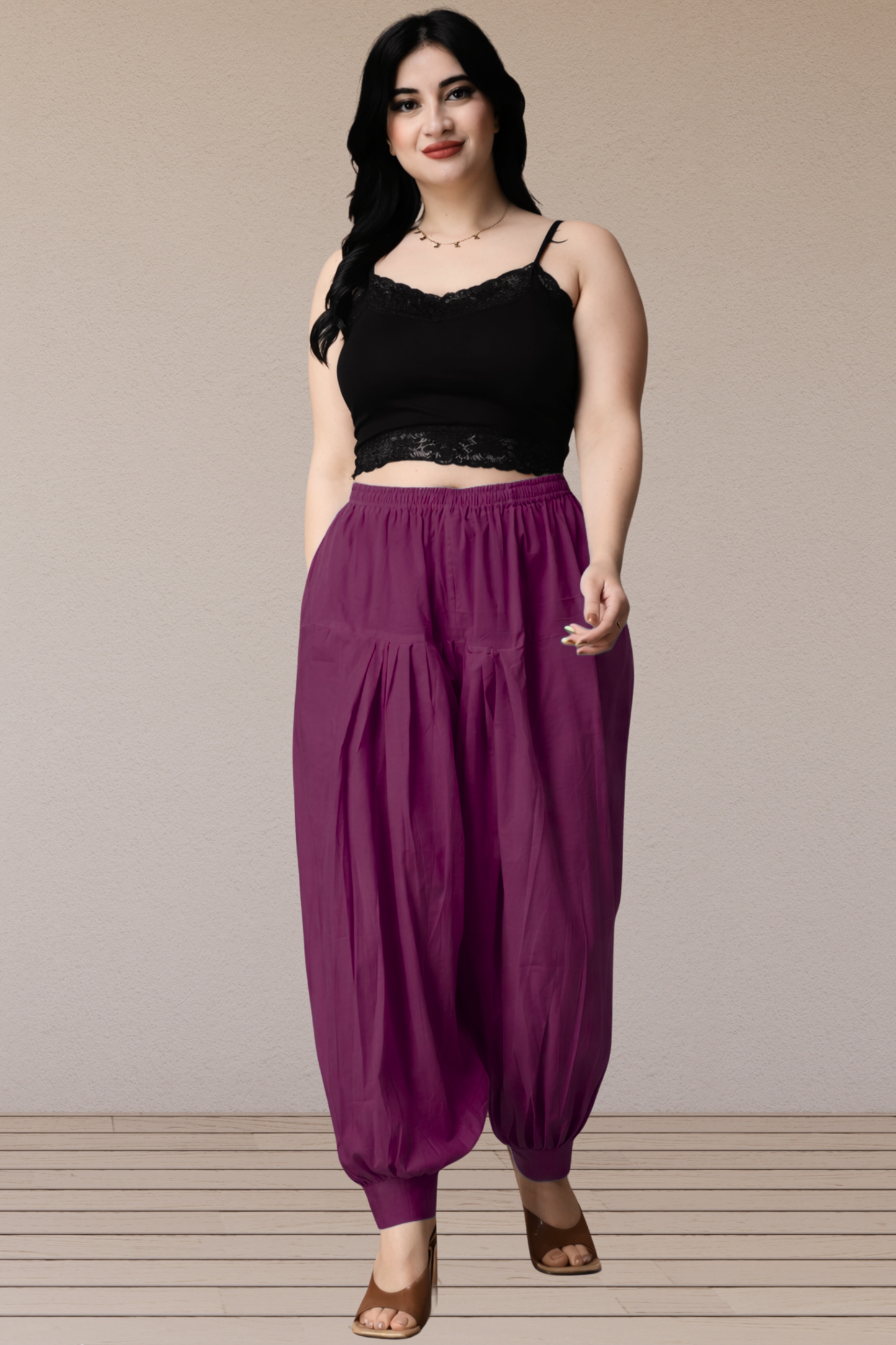 Wine Cotton Afghani Salwar