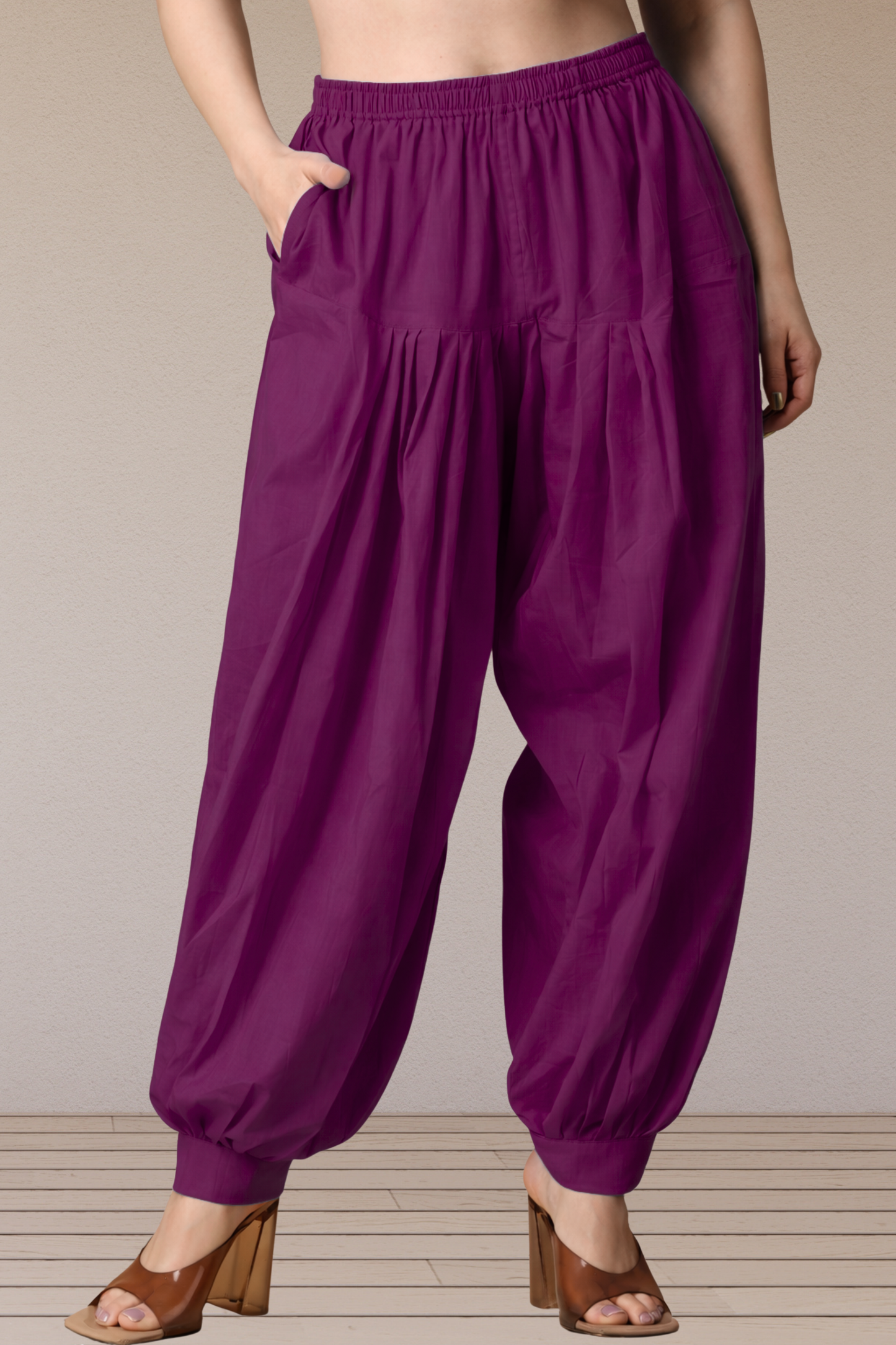 Wine Cotton Afghani Salwar