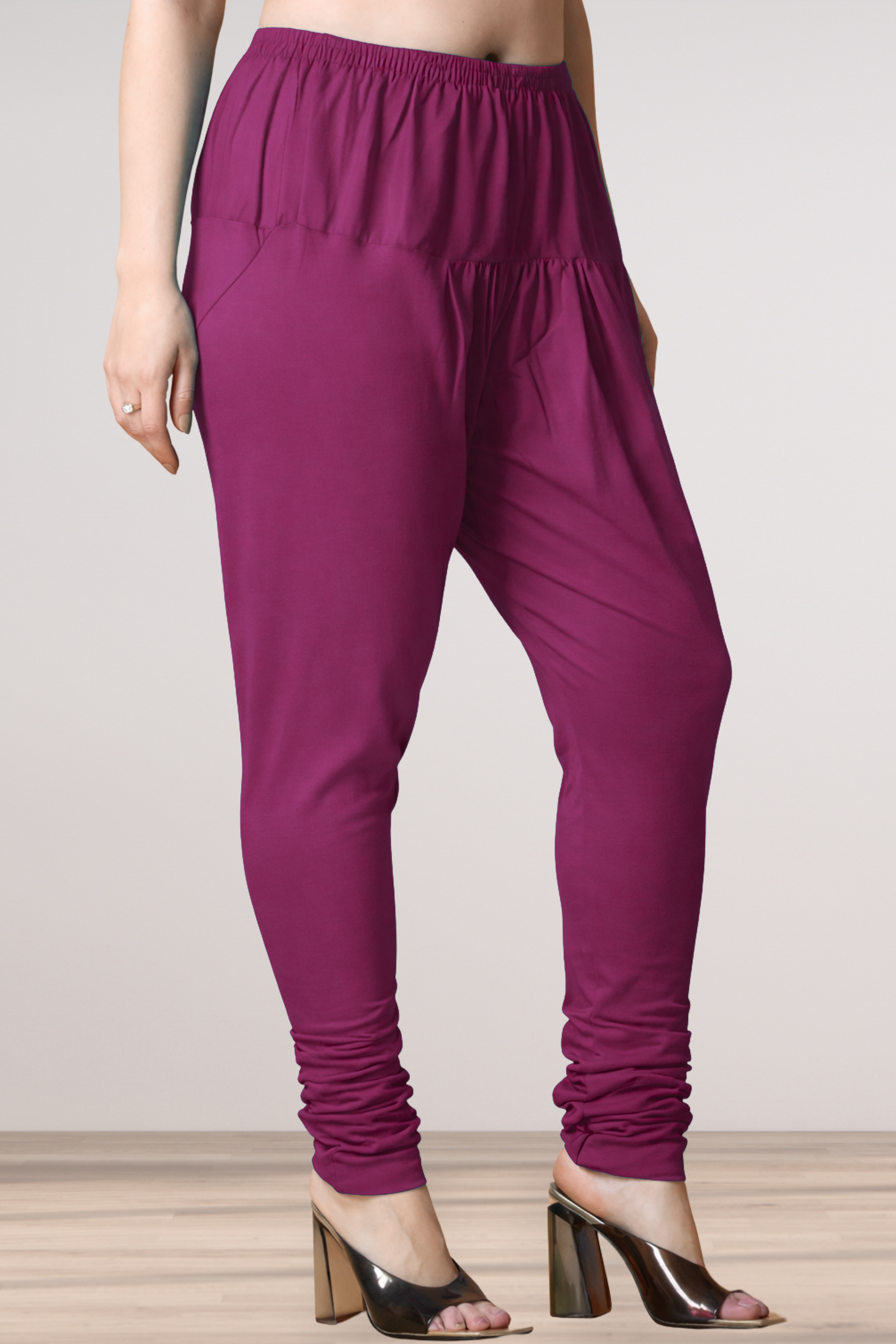 Wine Cotton Churidar Pants