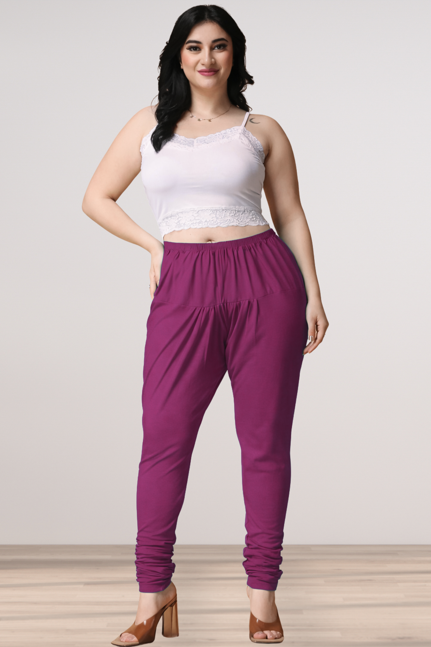 Wine Cotton Churidar Pants