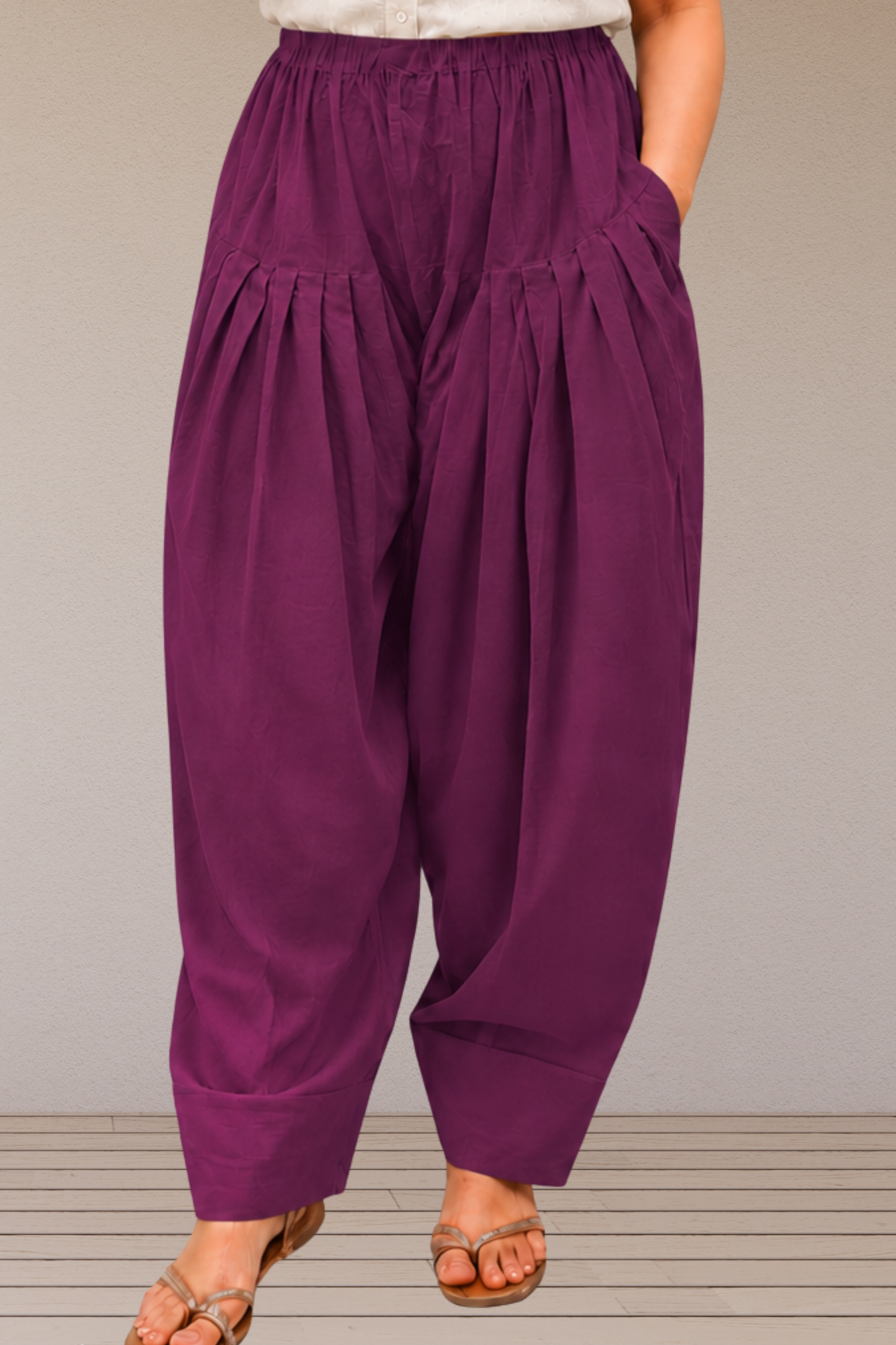 Wine Cotton Farshi Salwar