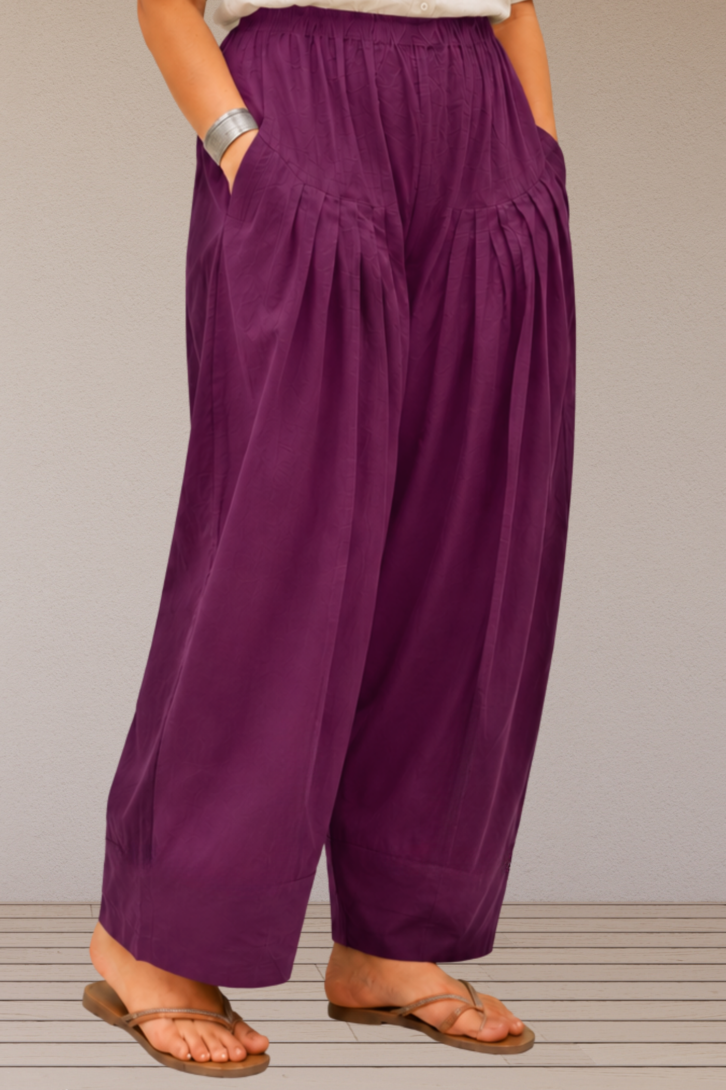 Wine Cotton Farshi Salwar