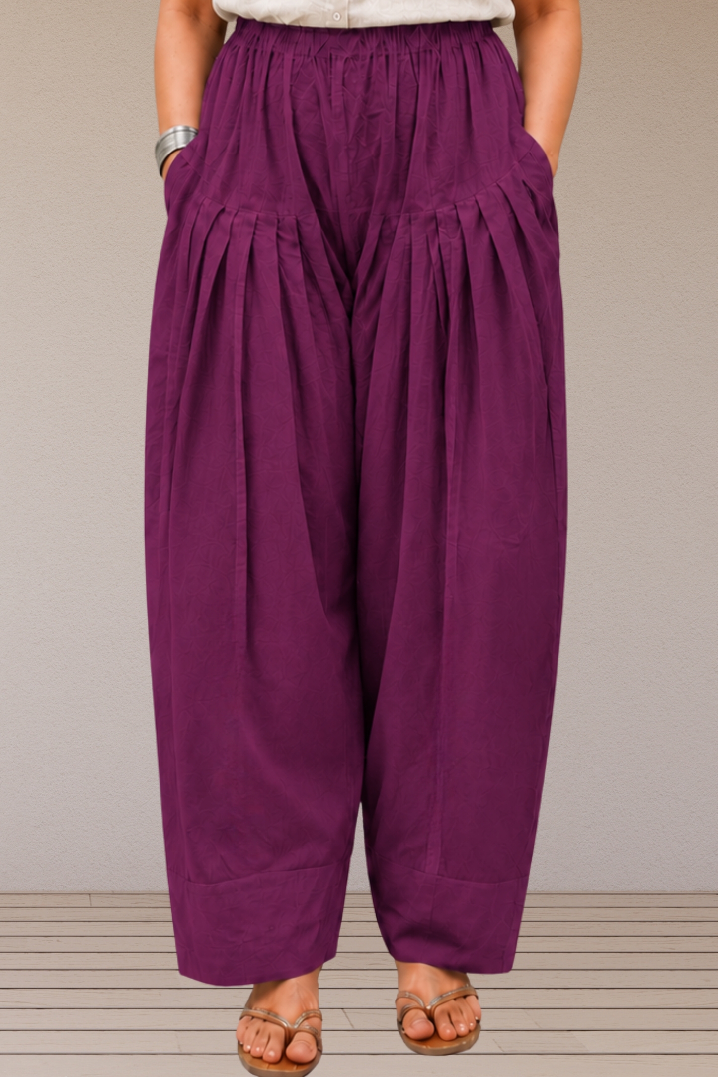 Wine Cotton Farshi Salwar